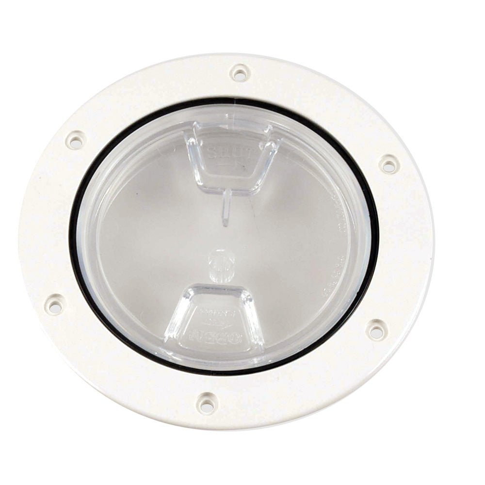 Beckson 4" Clear Center Screw-Out Deck Plate - White [DP40-W-C] - Houseboatparts.com