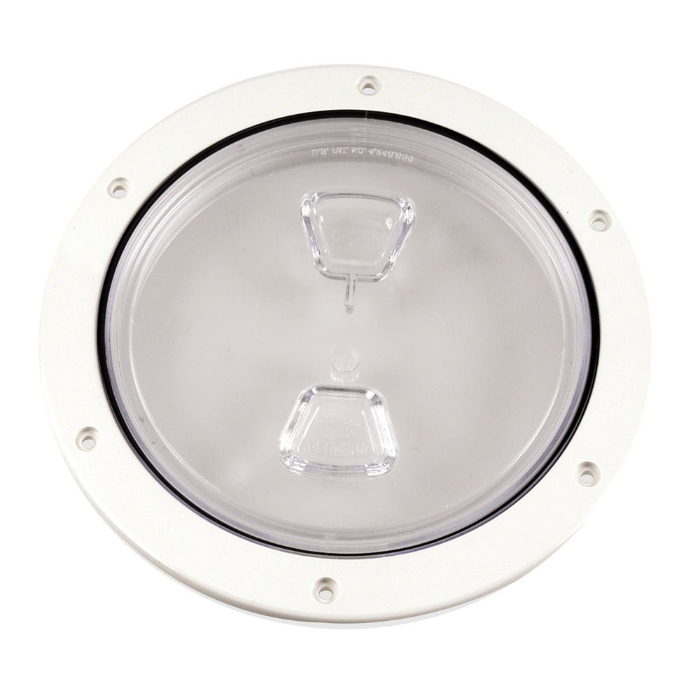 Beckson 6" Clear Center Screw Out Deck Plate - White [DP60-W-C] - Houseboatparts.com