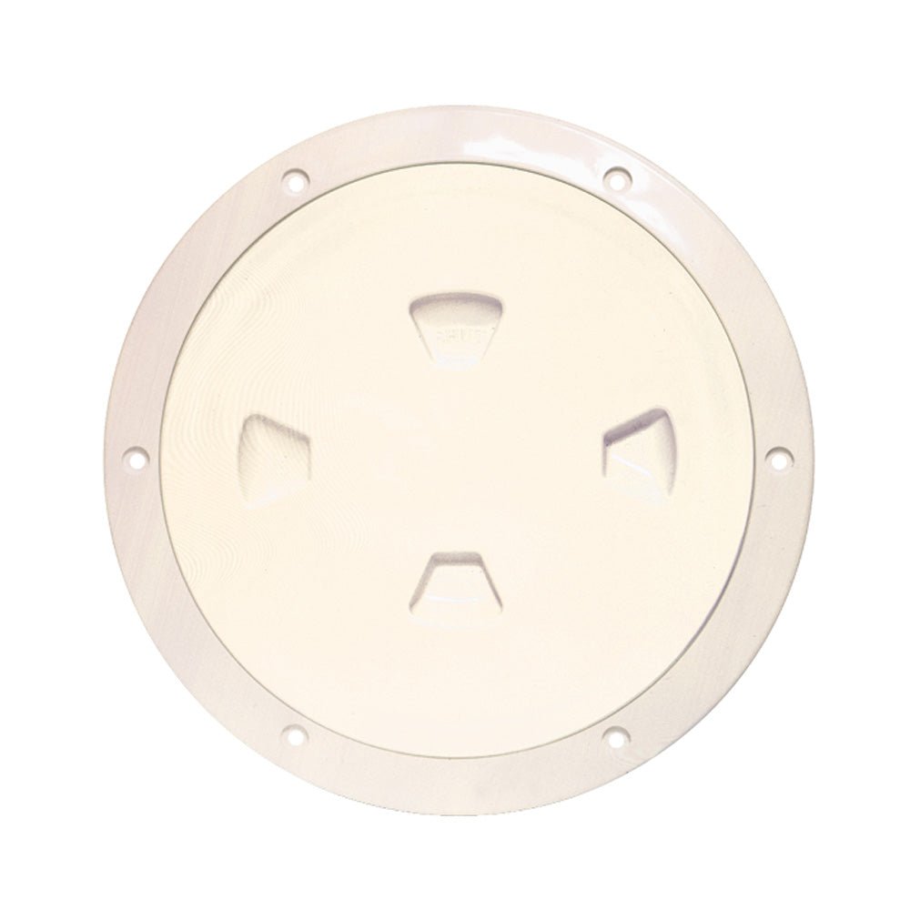 Beckson 8" Smooth Center Screw-Out Deck Plate - Beige [DP80-N] - Houseboatparts.com