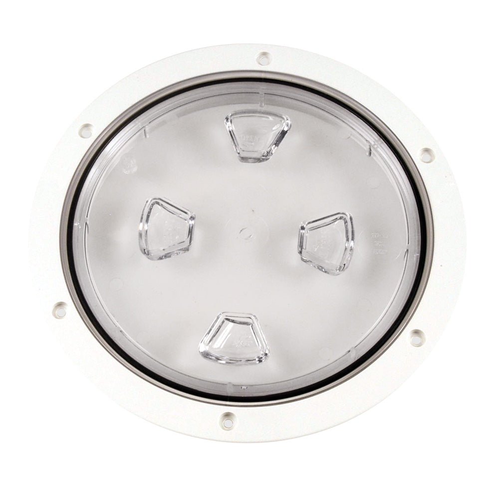 Beckson 8" Clear Center Screw-Out Deck Plate - White [DP80-W-C] - Houseboatparts.com