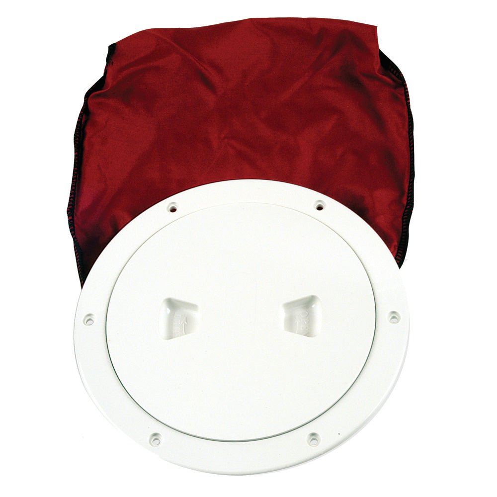 Beckson 6" Stow-Away Deck Plate - White w/12" Bag [DP60BW] - Houseboatparts.com