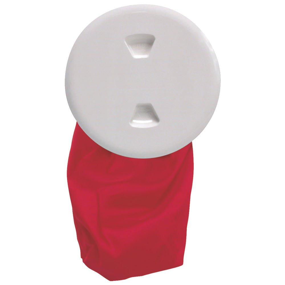 Beckson 5" Stow-Away Deck Plate - White w/12" Bag [DP50BW] - Houseboatparts.com