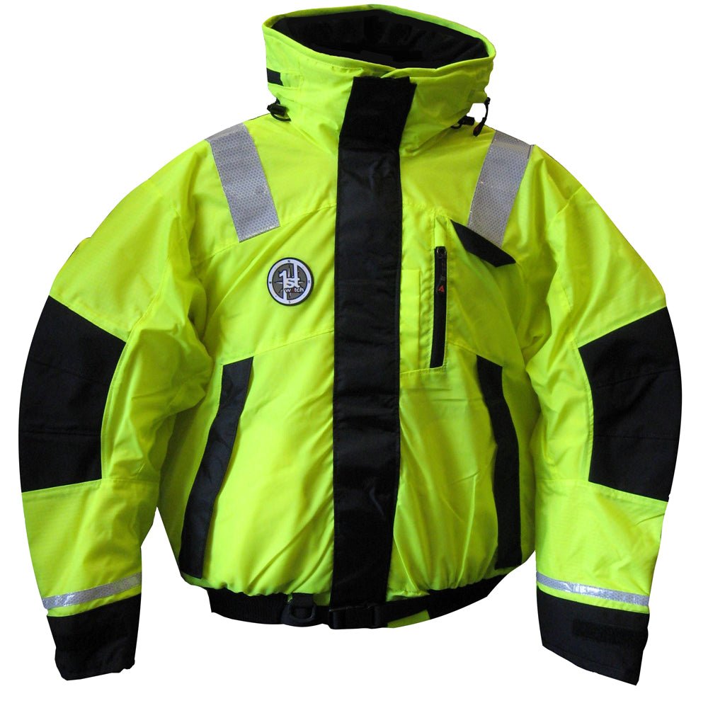 First Watch AB-1100 Flotation Bomber Jacket - Hi-Vis Yellow/Black - Small [AB-1100-HV-S] - Houseboatparts.com