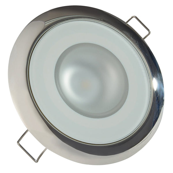 Lumitec Mirage - Flush Mount Down Light - Glass Finish/Polished SS - 4-Color Red/Blue/Purple Non Dimming w/White Dimming [113110] - Houseboatparts.com