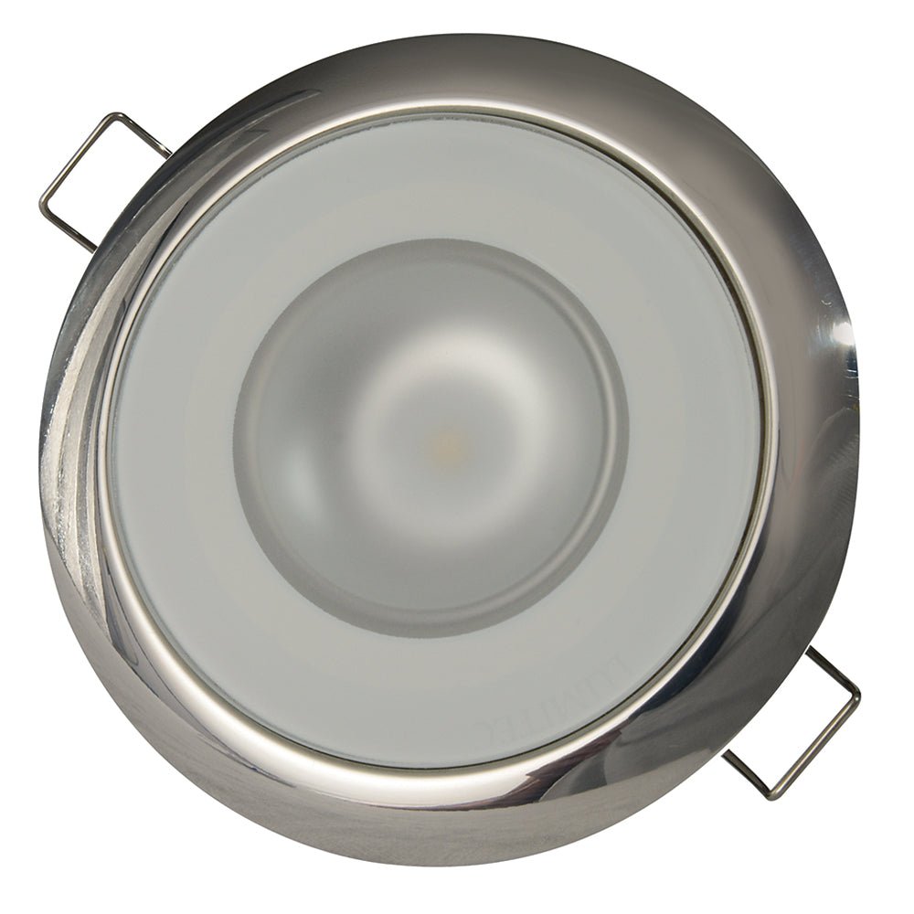 Lumitec Mirage - Flush Mount Down Light - Glass Finish/Polished SS Bezel - 2-Color White/Blue Dimming [113111] - Houseboatparts.com