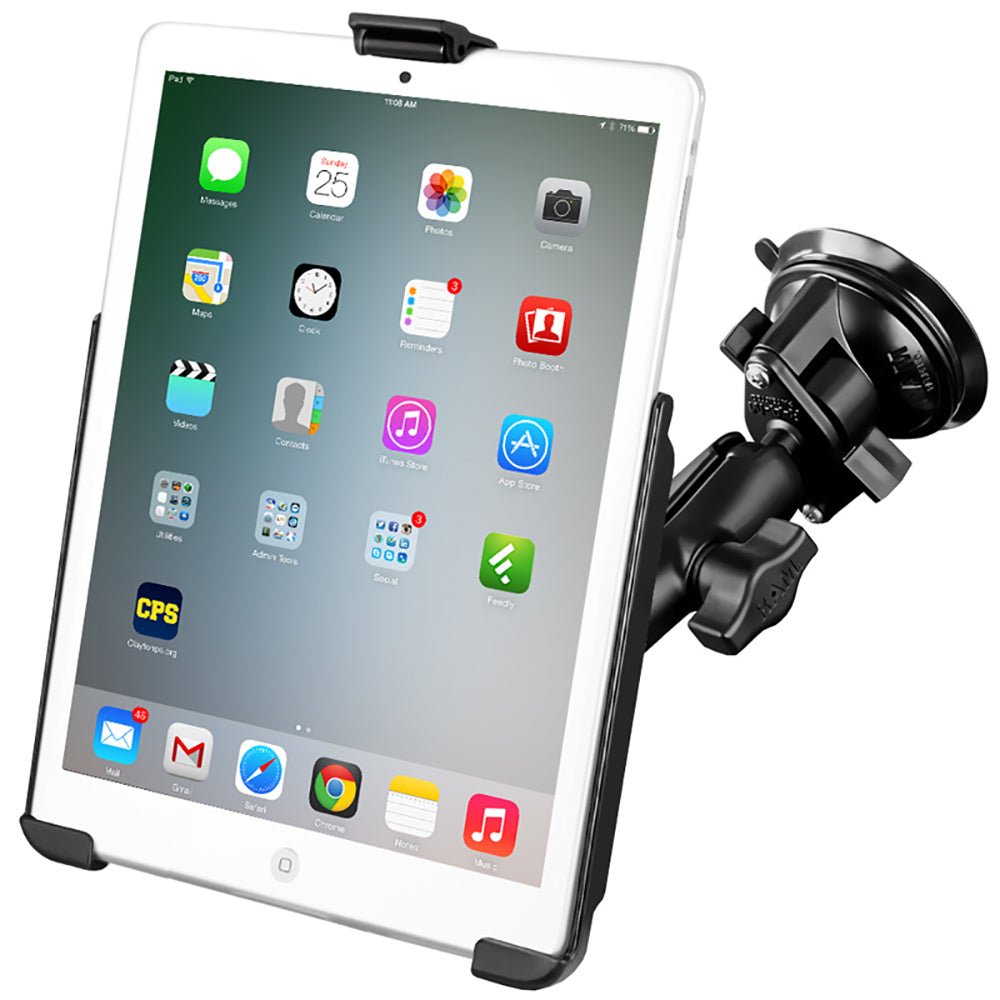 RAM Mount Suction Cup Mount w/Apple iPad mini EZ-ROLL'R Cradle [RAM-B-166-AP14U] - Houseboatparts.com