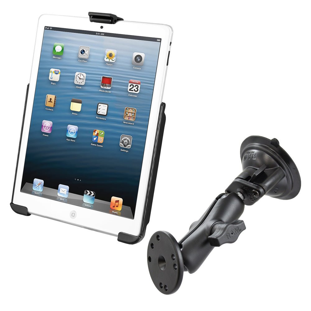 RAM Mount Suction Cup Mount w/Apple iPad mini EZ-ROLL'R Cradle [RAM-B-166-AP14U] - Houseboatparts.com