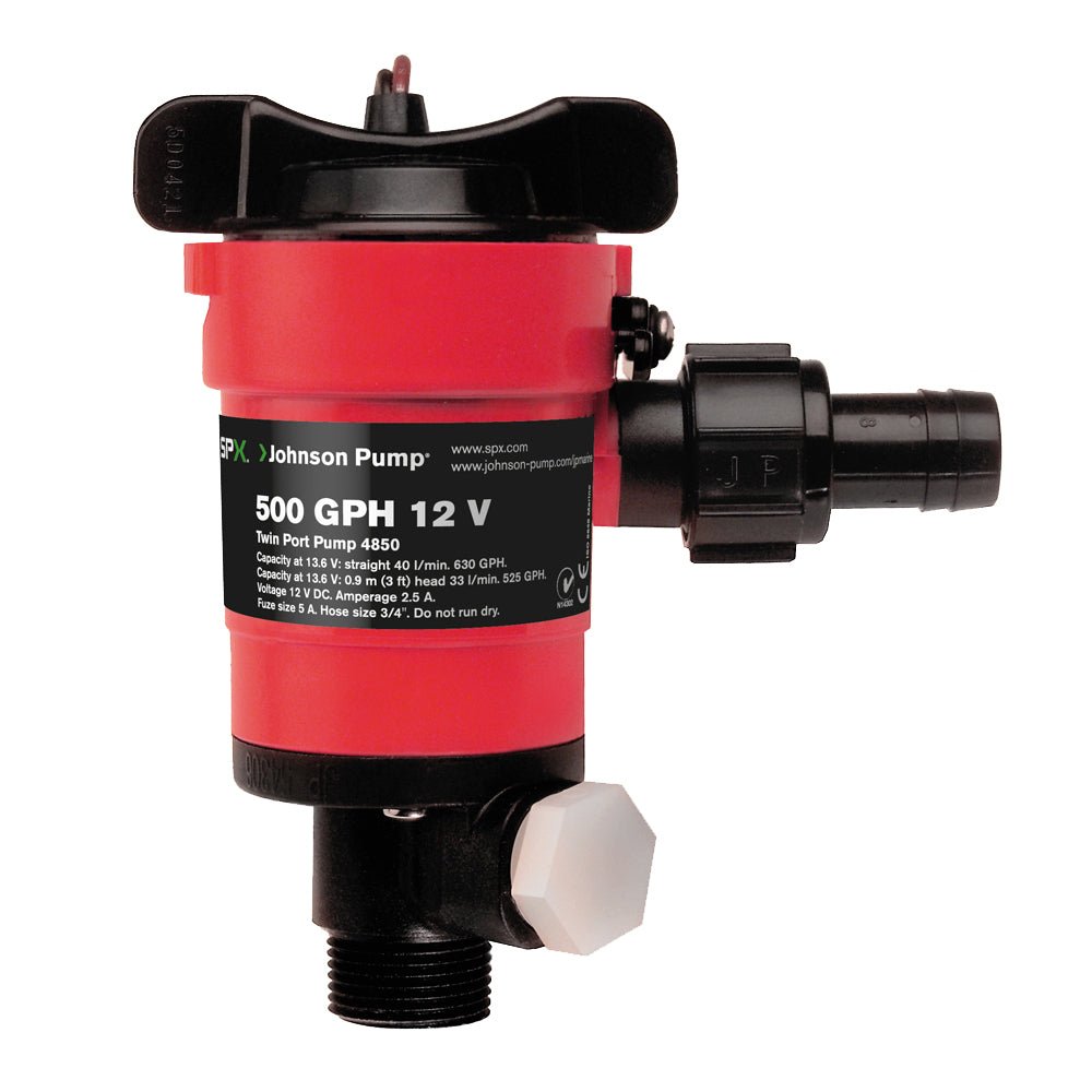 Johnson Pump Twin Port 500GPH Livewell Aerating Pump - 12V [48503] - Houseboatparts.com