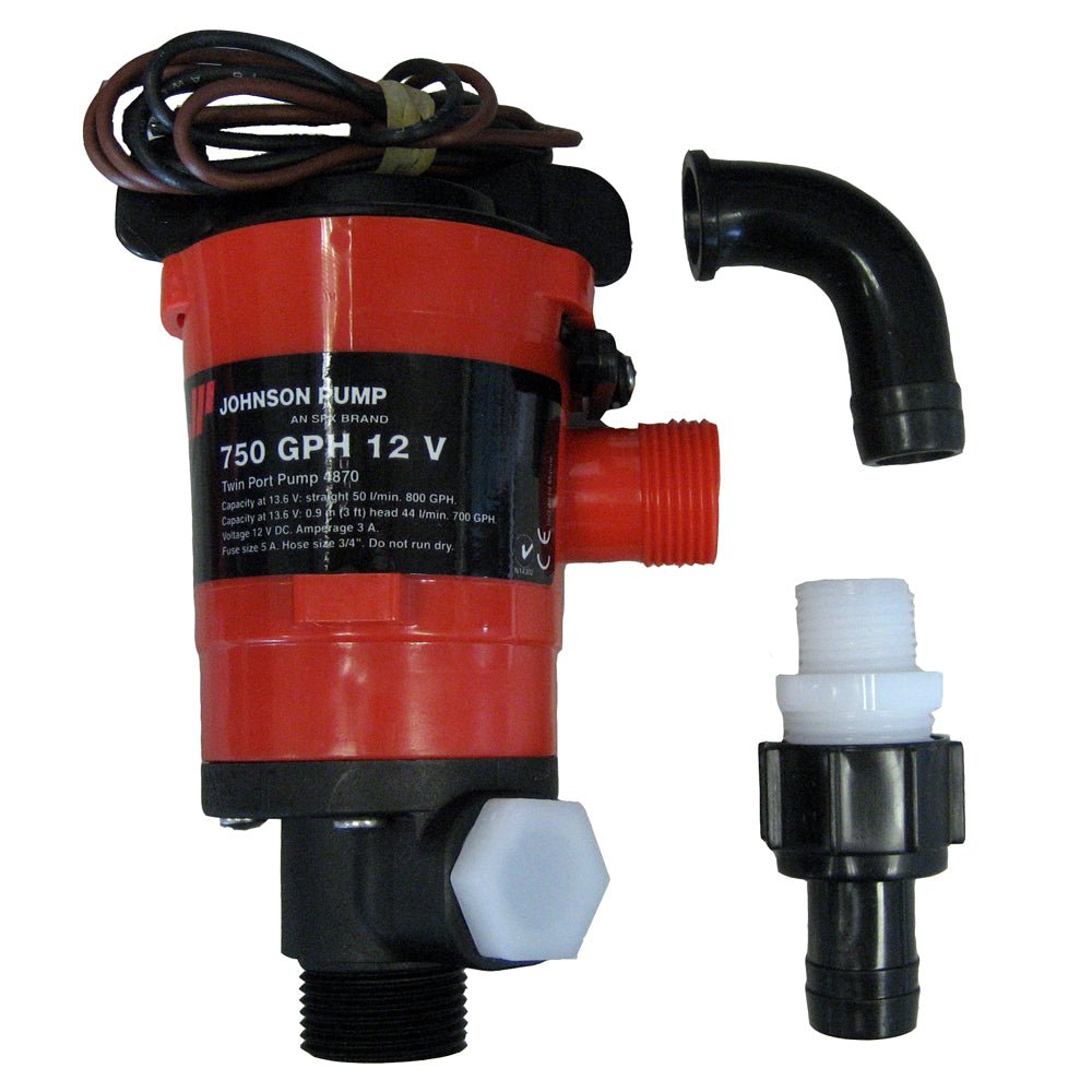 Johnson Pump Twin Port 750 GPH Livewell Aerating Pump - 12V [48703] - Houseboatparts.com