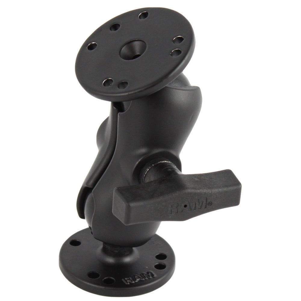 RAM Mount 1.5" Ball Mount w/Short Double Socket Arm & 2/2.5" Round Bases [RAM-101U-B] - Houseboatparts.com