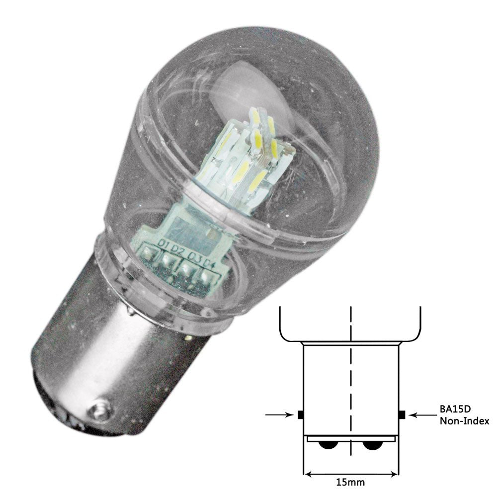 Lunasea Bayonet LED Bulb BA15D - 10-30VDC/1W/105 Lumens - Cool White [LLB-26FC-21-00] - Houseboatparts.com