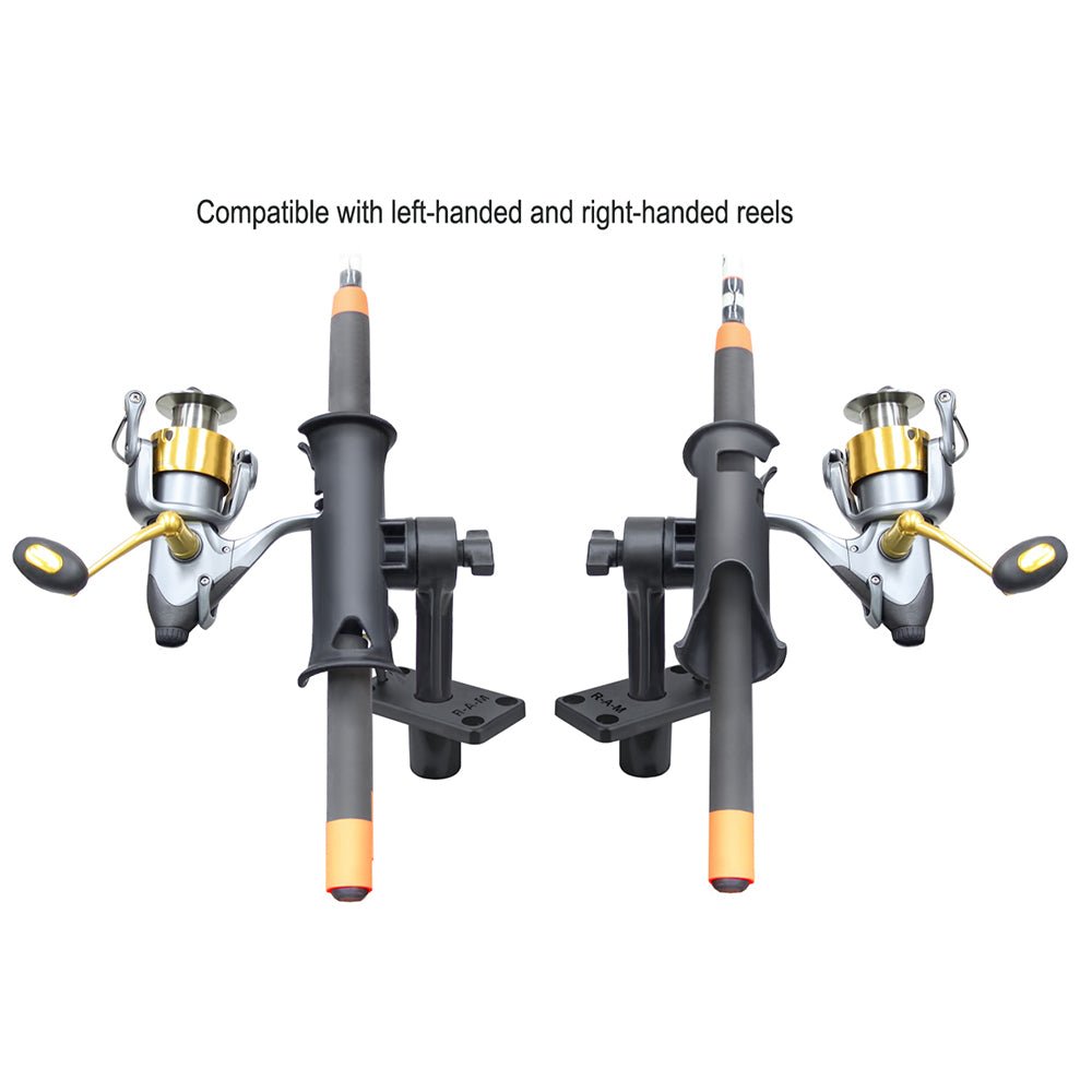 RAM Mount RAM Tube Jr. Rod Holder w/Short 4" Length Post Spline & Flush Mounting Base [RAP-390-SFU] - Houseboatparts.com