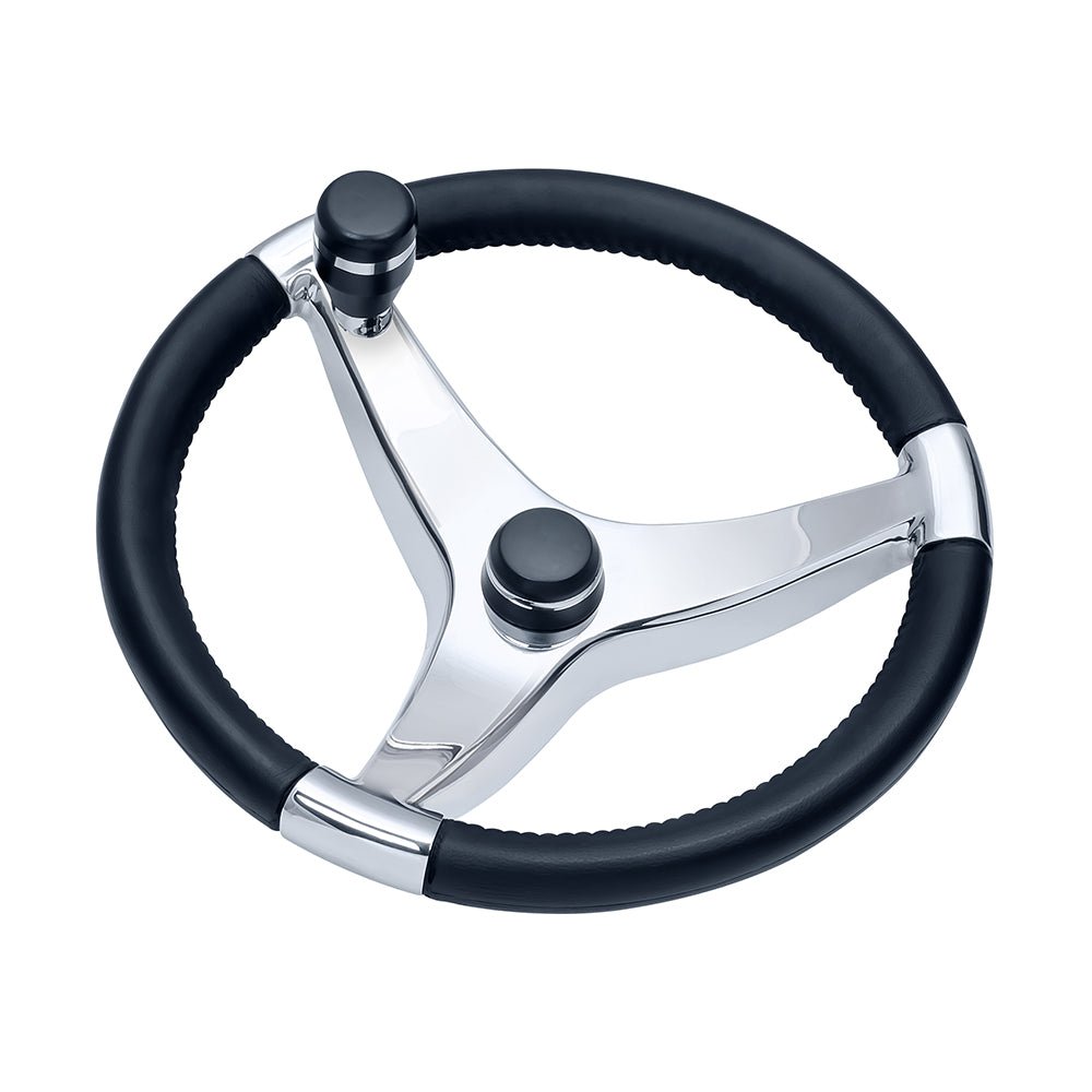 Schmitt Marine Evo Pro 316 Cast Stainless Steel Steering Wheel w/Control Knob - 13.5" Diameter [7241321FGK] - Houseboatparts.com