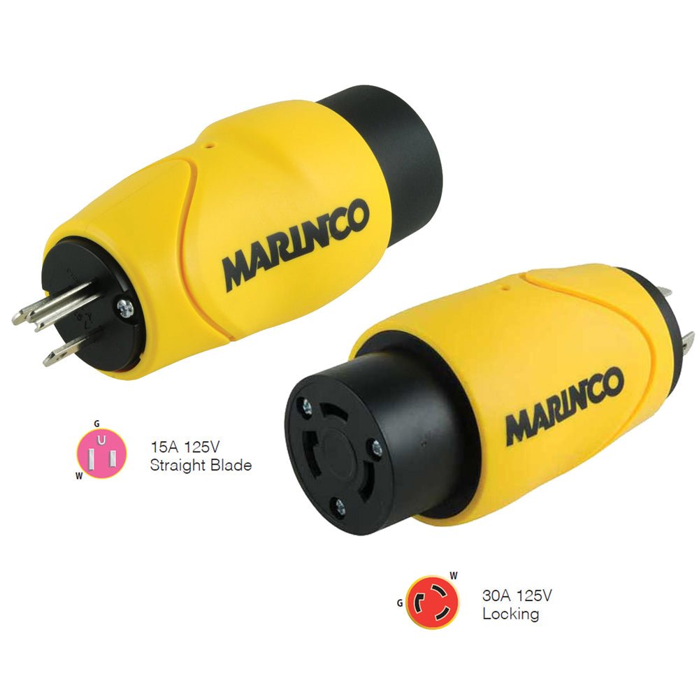 Marinco Straight Adapter 15Amp Straight Male to 30Amp Locking Female Connector [S15-30] - Houseboatparts.com