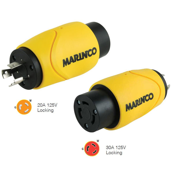 Marinco Straight Adapter 20Amp Locking Male to 30Amp Locking Female Connector [S20-30] - Houseboatparts.com