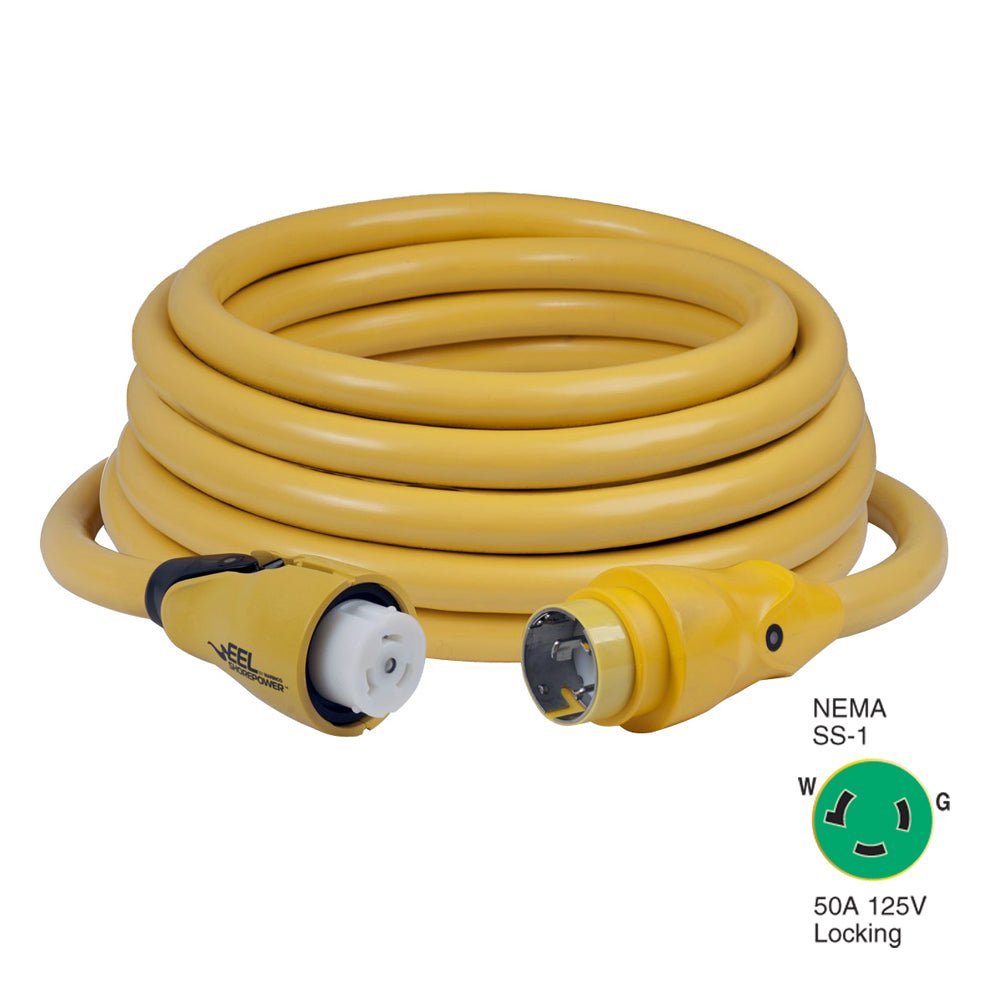 Marinco CS503-50 EEL 50A 125V Shore Power Cordset - 50' - Yellow [CS503-50] - Houseboatparts.com