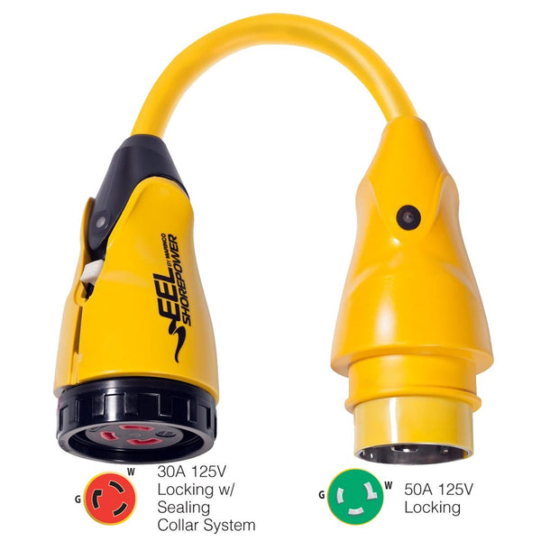Marinco P503-30 EEL 30A-125V Female to 50A-125V Male Pigtail Adapter - Yellow [P503-30] - Houseboatparts.com