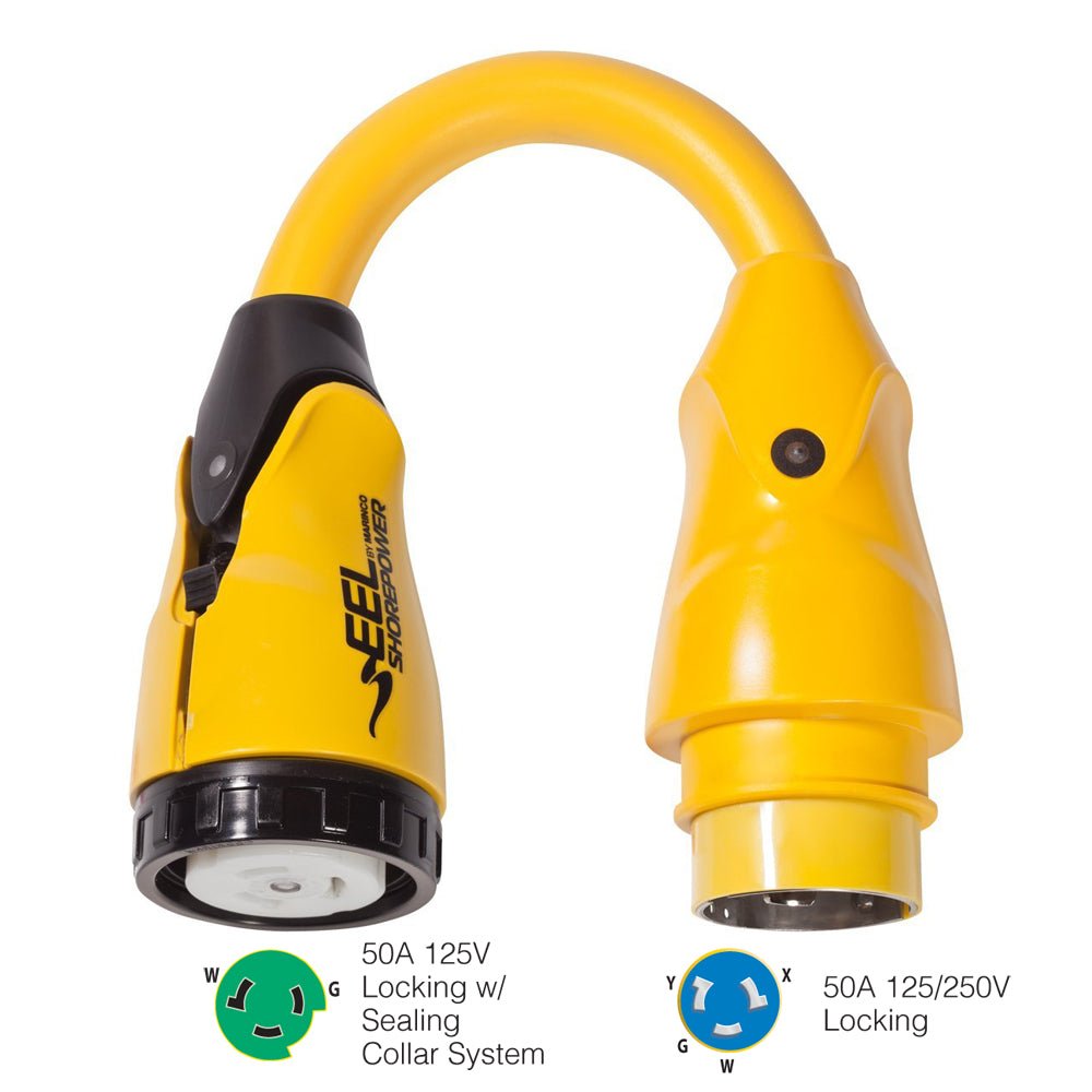 Marinco P504-503 EEL 50A-125V Female to 50A-125/250V Male Pigtail Adapter - Yellow [P504-503] - Houseboatparts.com
