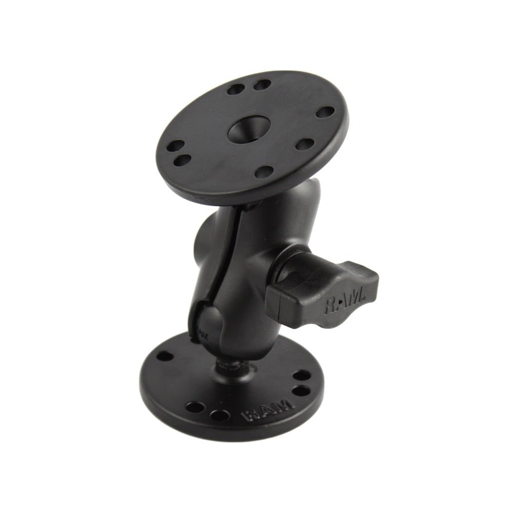 RAM Mount 1" Ball Double Socket Short Arm w/ 2 2.5" Round Bases [RAM-B-101-A] - Houseboatparts.com