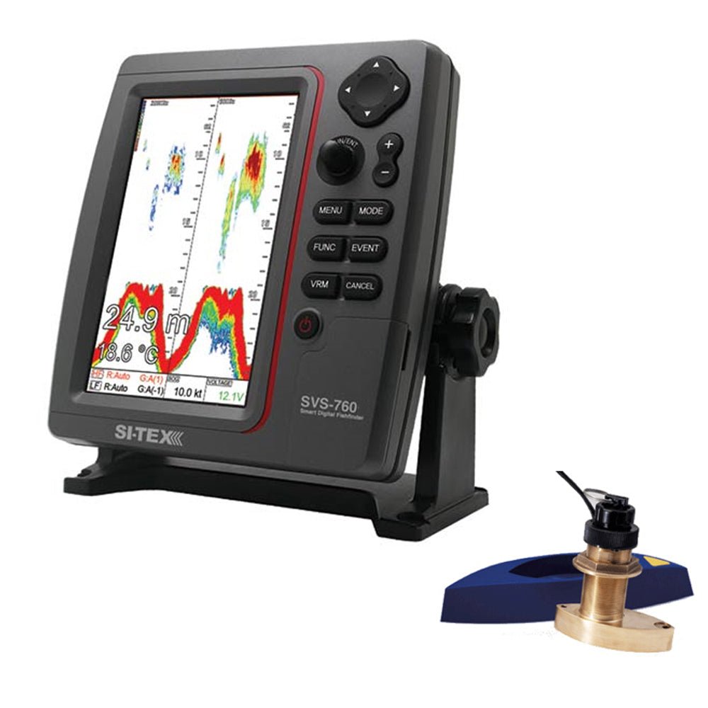 SI-TEX SVS-760 Dual Frequency Sounder 600W Kit w/Bronze Thru-Hull Speed & Temp Transducer [SVS-760TH2] - Houseboatparts.com