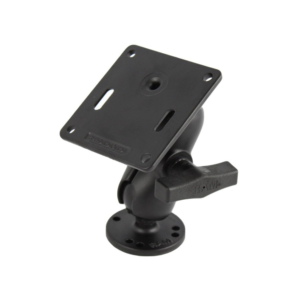 RAM Mount 3.625" Vesa Plate w/75 x 75mm Hole Pattern and Short Arm Surface Mount [RAM-101U-B-2461] - Houseboatparts.com