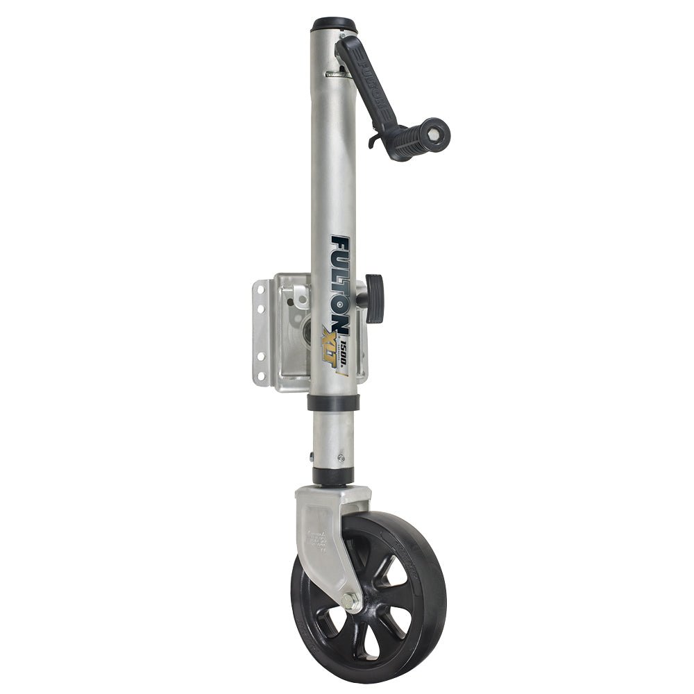 Fulton XLT 1500 lbs. Swing Away Bolt-On Jack w/12" Travel & 8" Poly Wheel - Sharkskin Finish [141133] - Houseboatparts.com