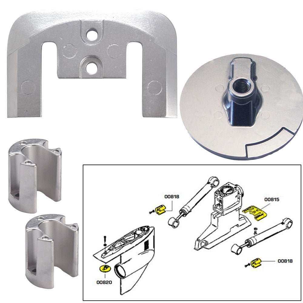 Tecnoseal Anode Kit w/Hardware - Mercury Bravo 2-3 - Aluminum [20804AL] - Houseboatparts.com