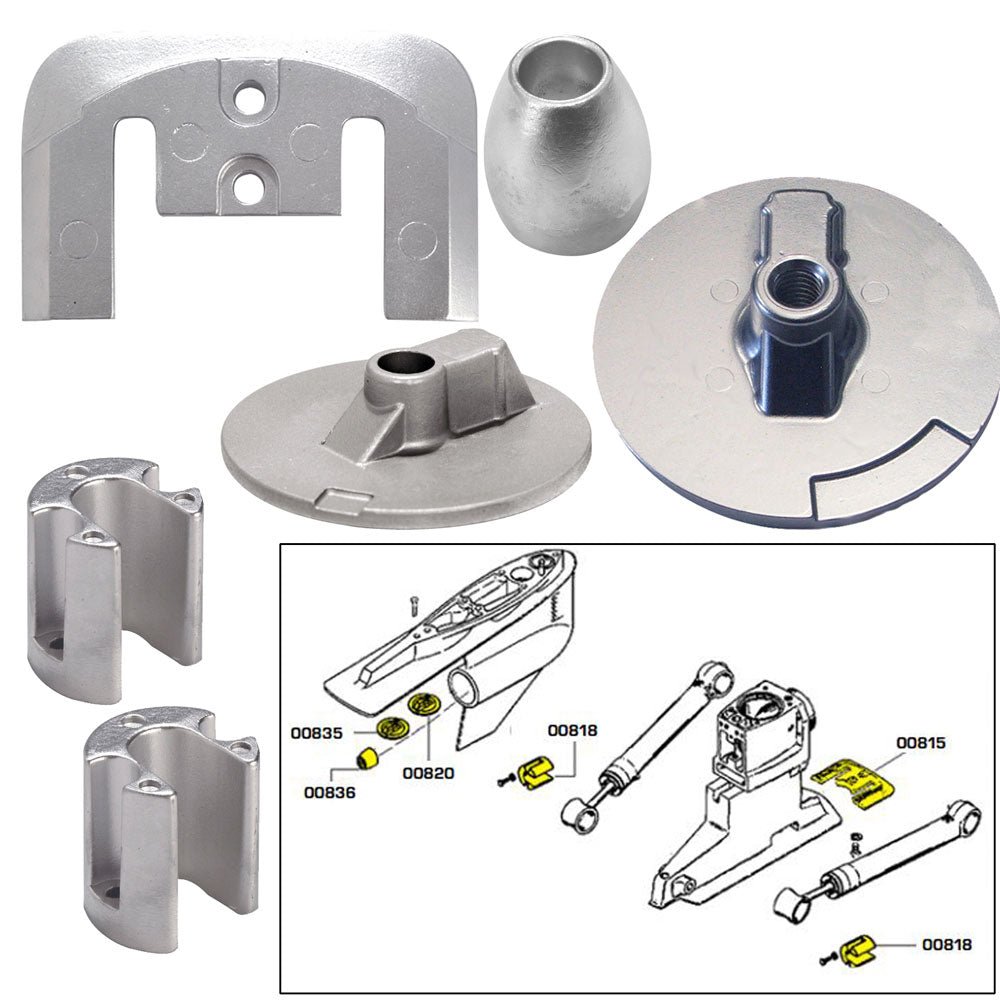 Tecnoseal Anode Kit w/Hardware - Mercury Bravo 3 2004-Present - Zinc [20805] - Houseboatparts.com