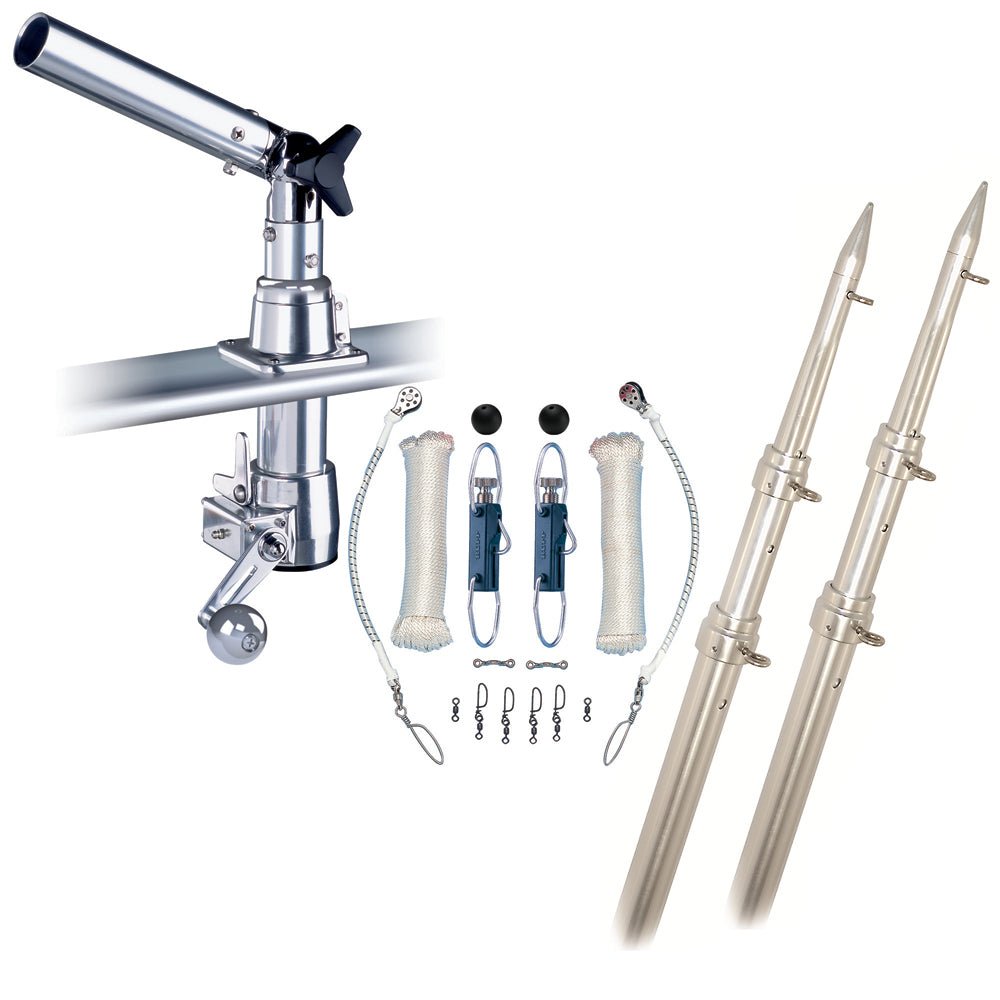 Rupp Z-30 Top Gun Outrigger Kit w/15' Telescoping Poles & Complete Single Line Rigging Kit w/Klickers Release Clips [Z30-TPGN-15T] - Houseboatparts.com