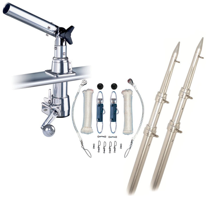 Rupp Z-30 Top Gun Outrigger Kit w/15' Telescoping Poles & Complete Single Line Rigging Kit w/Klickers Release Clips [Z30-TPGN-15T] - Houseboatparts.com