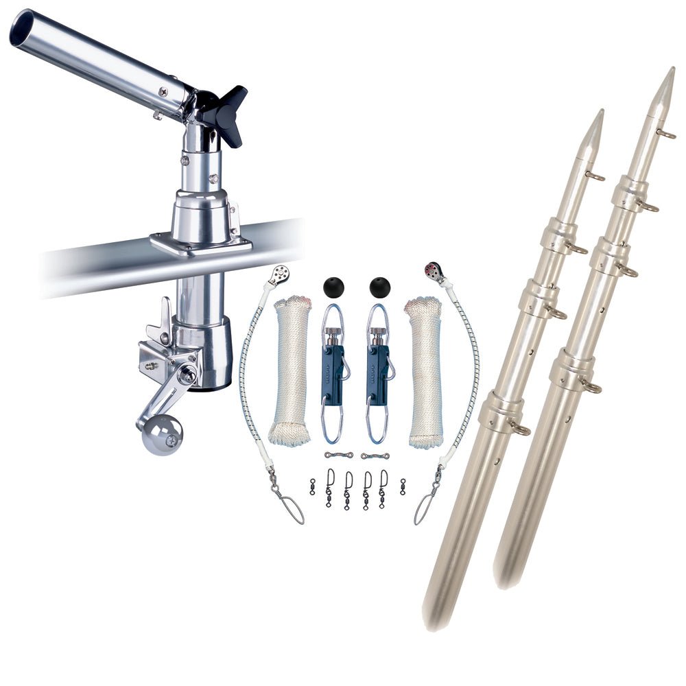 Rupp Z-30 Top Gun Outrigger Kit w/18' Poles & Complete Single Line Rigging Kit w/Klickers Release Clips [Z30-TPGN-18T] - Houseboatparts.com