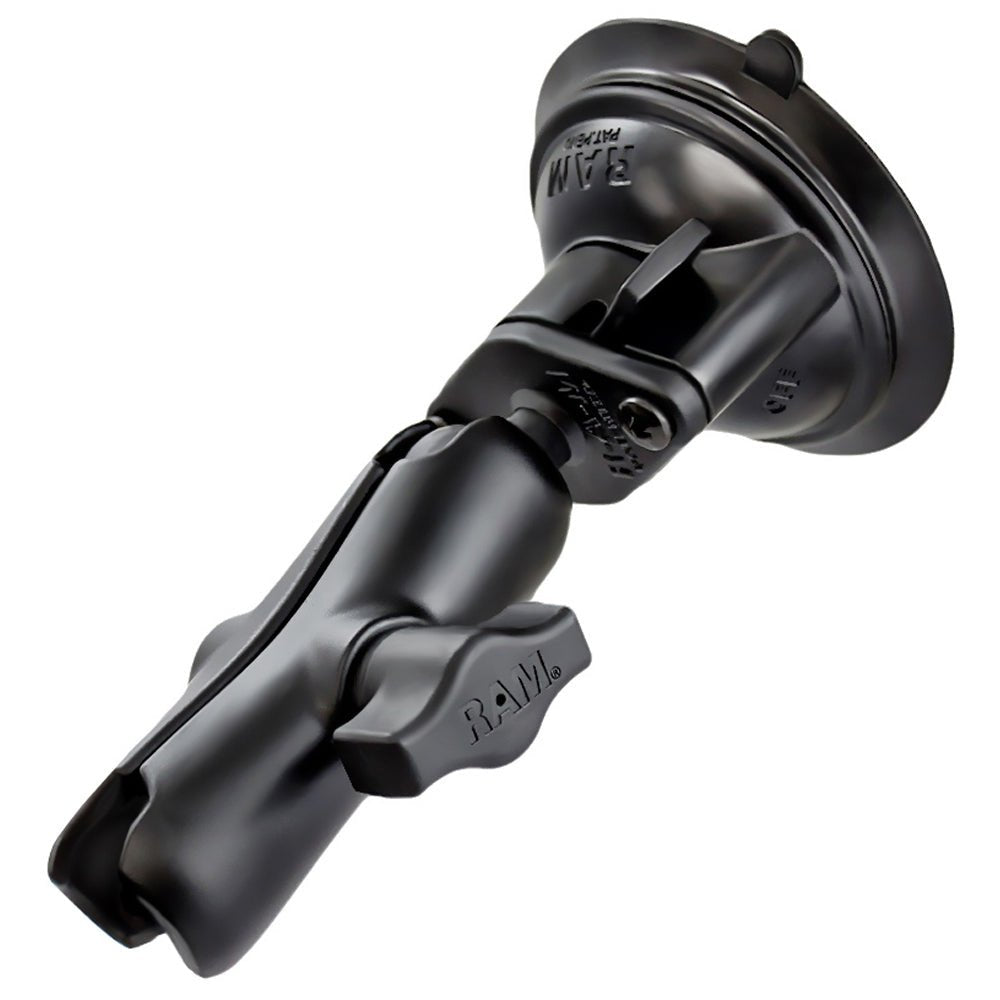RAM Mount 1" Diameter Ball Standard Length Double Socket Arm w/3.25" Diameter Suction Cup Twist Lock Base [RAM-B-166-103U] - Houseboatparts.com