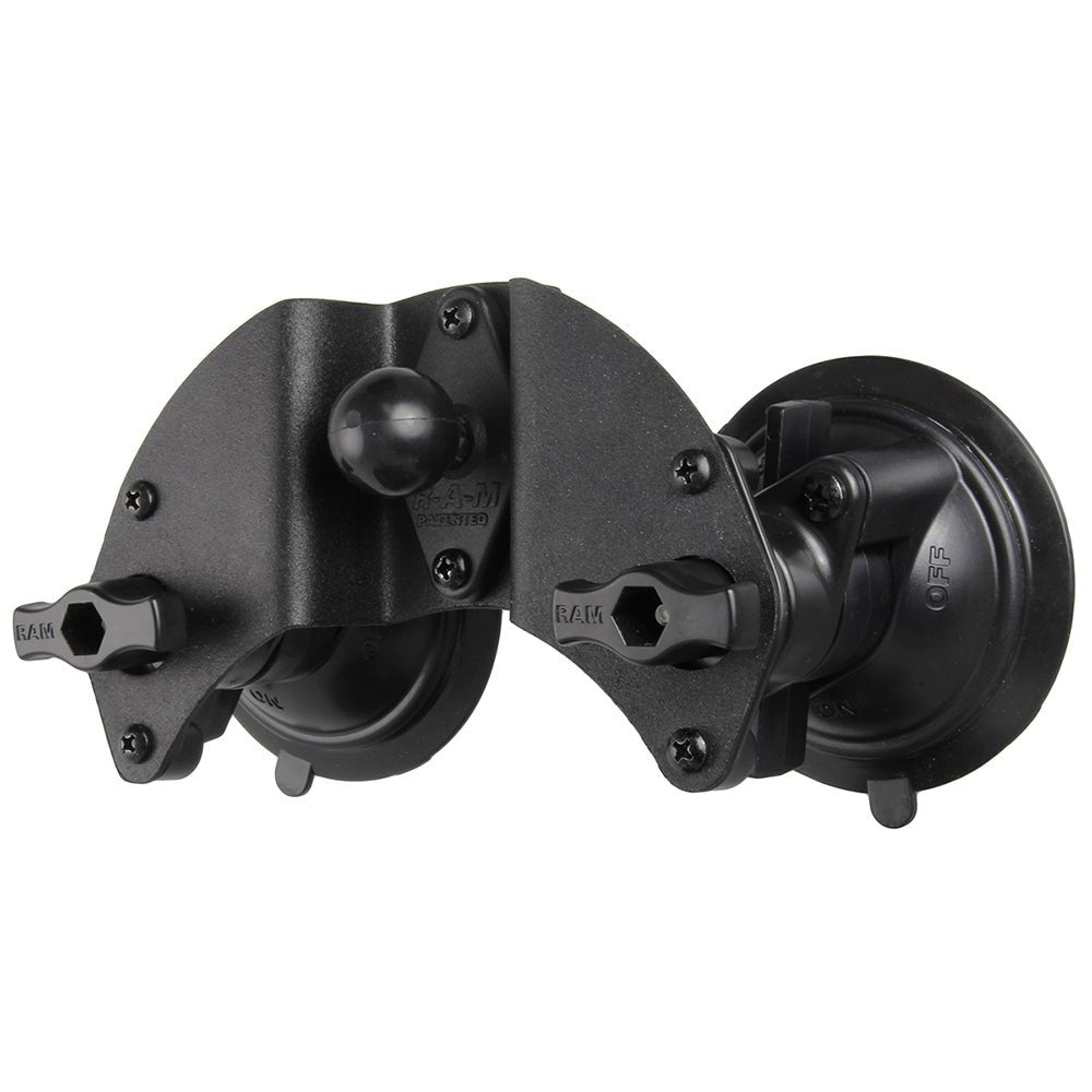 RAM Mount Dual Articulating Suction Cup Base w/1" Ball Base [RAM-B-189B-PIV1U] - Houseboatparts.com