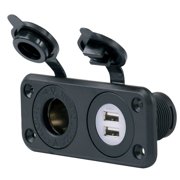 Marinco SeaLink Deluxe Dual USB Charger & 12V Receptacle [12VCOMBO] - Houseboatparts.com
