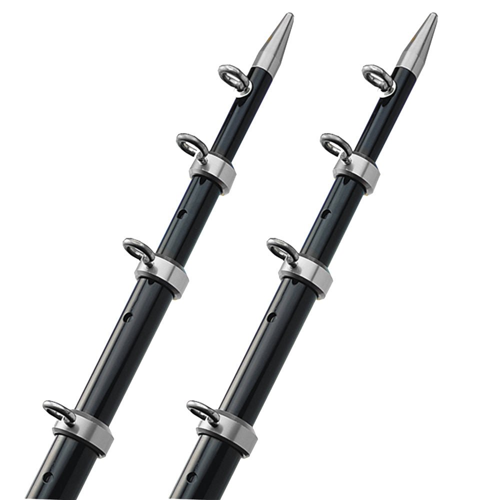 TACO 18' Telescopic Outrigger Poles HD 1-1/2" - Black/Silver [OT-0552BKA186] - Houseboatparts.com