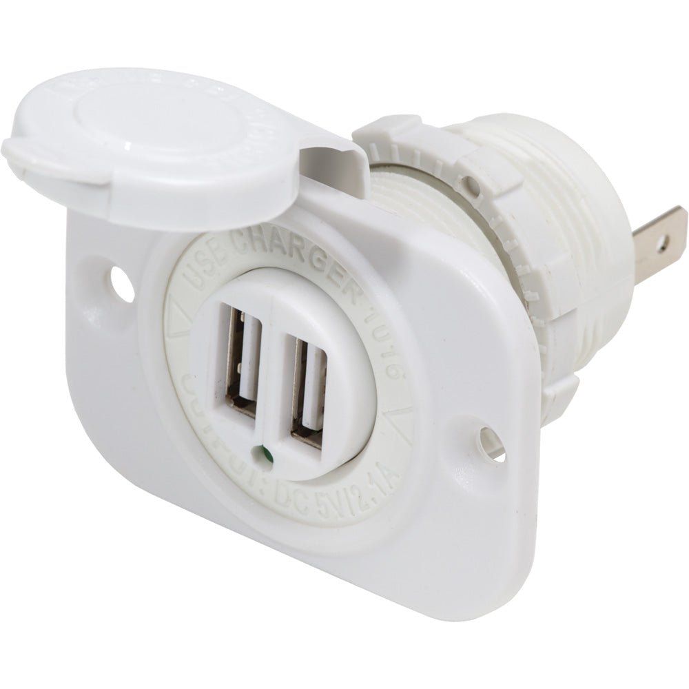 Blue Sea 12V DC Dual USB Charger Socket - White [1016200] - Houseboatparts.com