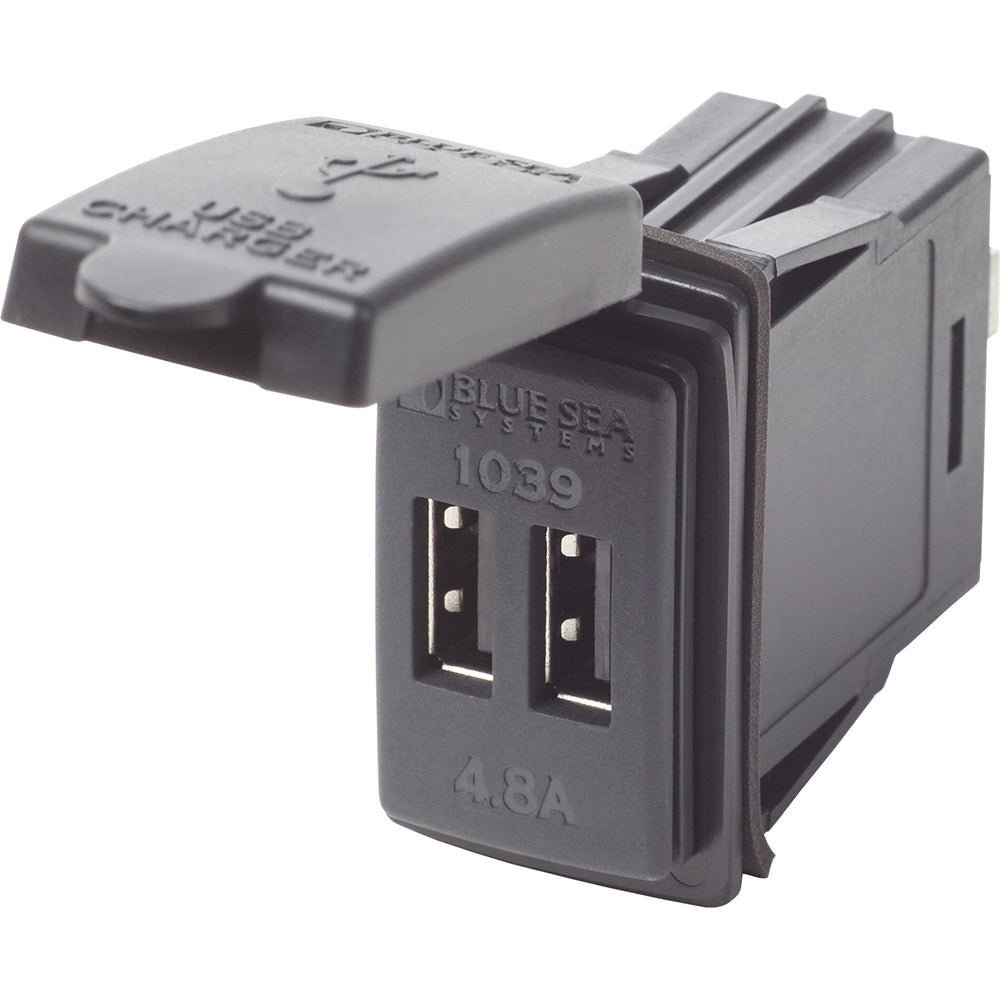 Blue Sea Dual USB Charger - 24V Contura Mount [1039] - Houseboatparts.com