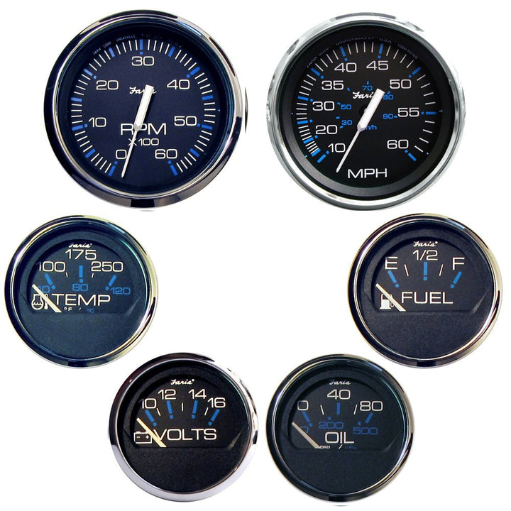 Faria Chesapeake Black SS Boxed Set - Inboard Motors [KTF003] - Houseboatparts.com