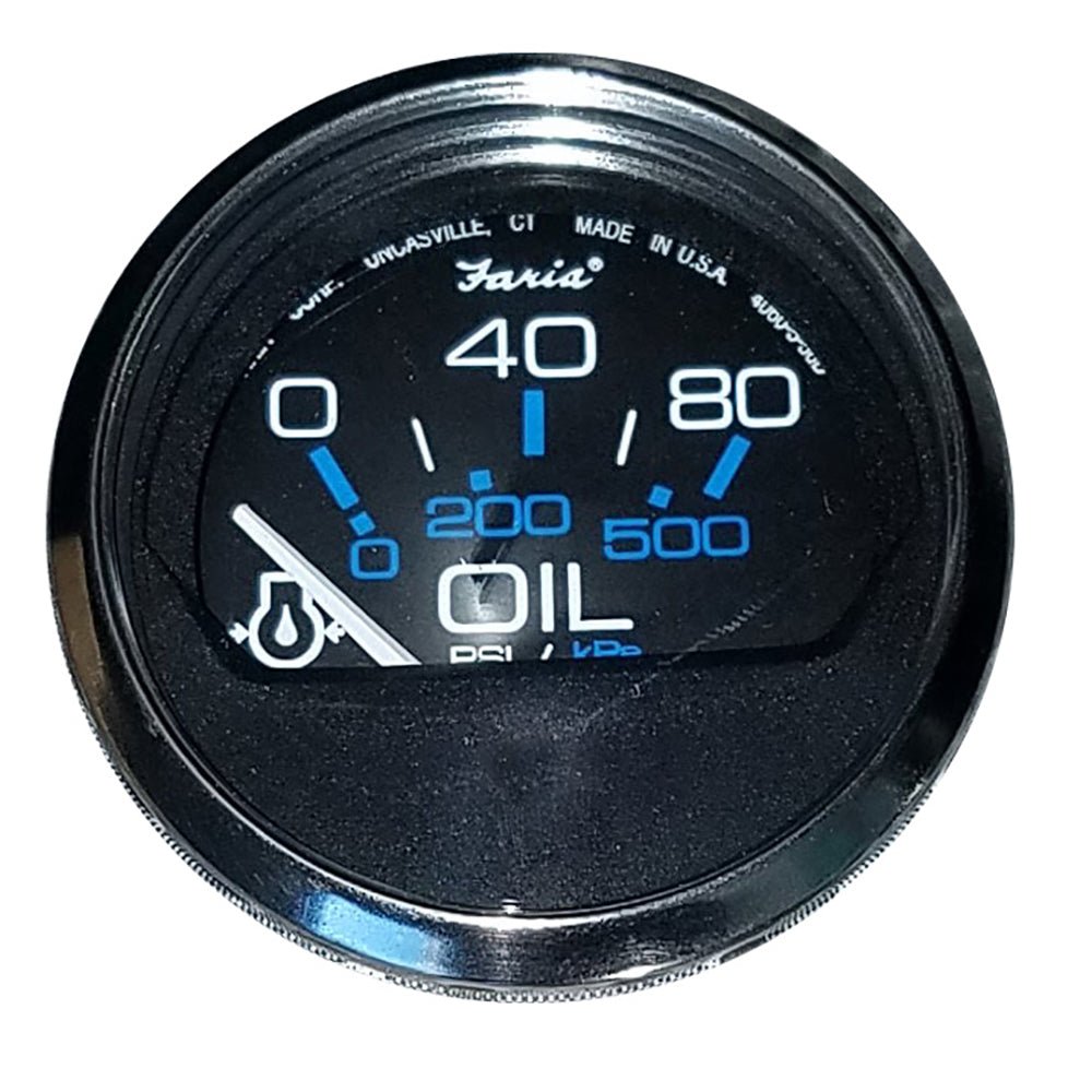 Faria Chesapeake Black 2" Oil Pressure Gauge (80 PSI) [13702] - Houseboatparts.com