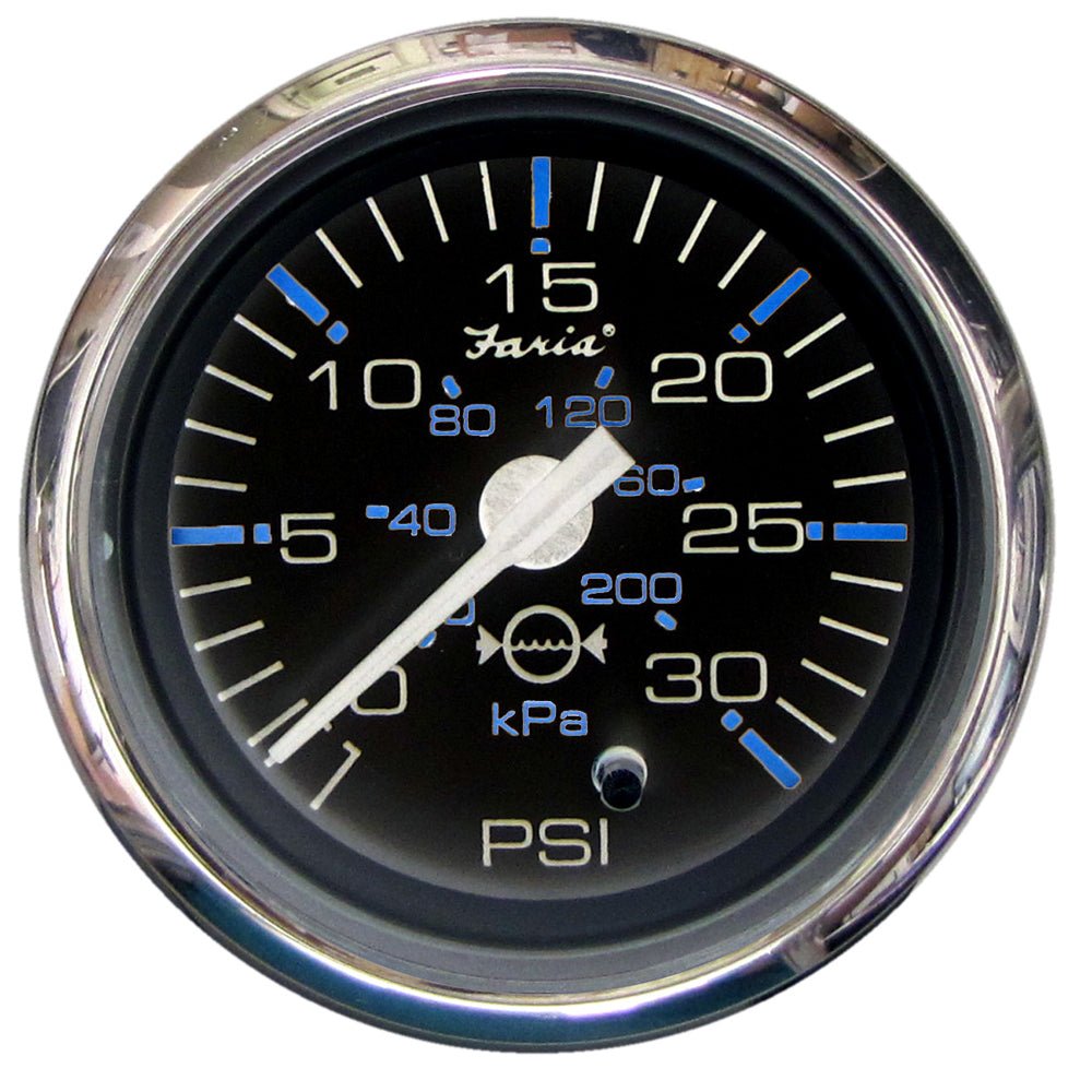 Faria Chesapeake Black 2" Water Pressure Gauge (30 PSI) [13712] - Houseboatparts.com