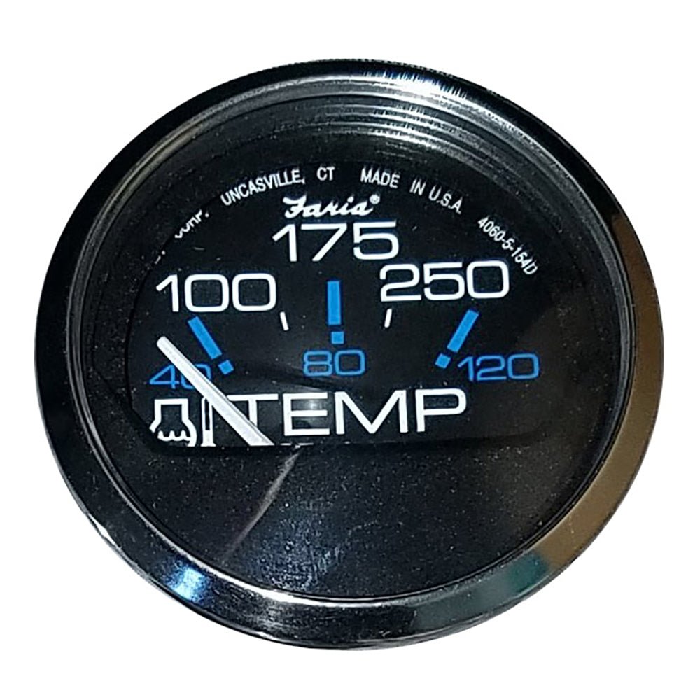 Faria Chesapeake Black 2" Water Temperature Gauge (100-250F) [13704] - Houseboatparts.com