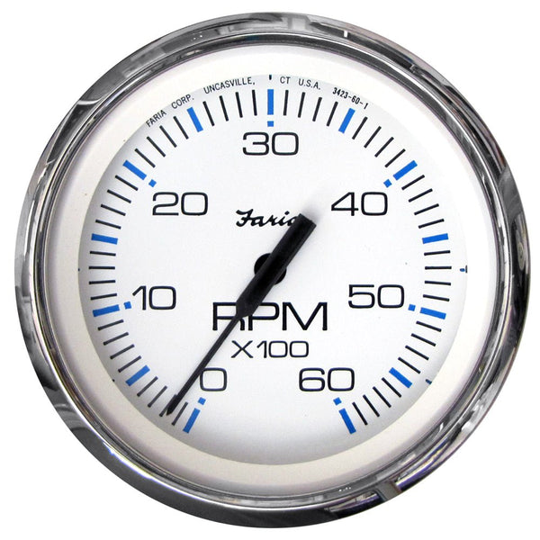 Faria Chesapeake White SS 4" Tachometer - 6000 RPM (Gas) (Inboard I/O) [33807] - Houseboatparts.com
