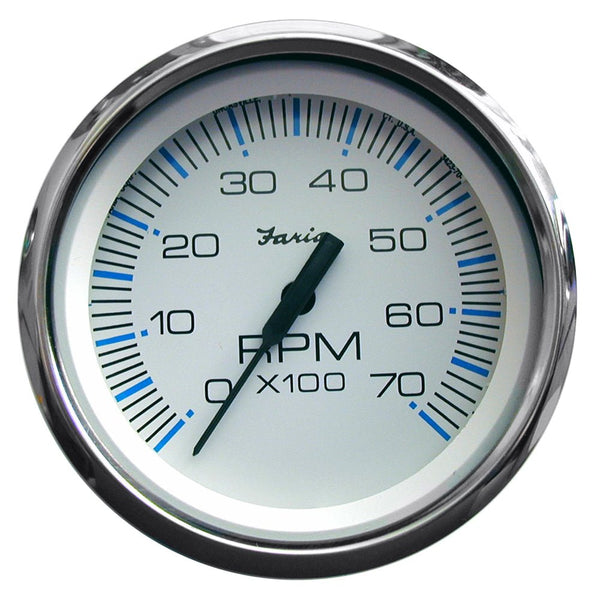 Faria Chesapeake White SS 4" Tachometer - 7000 RPM (Gas) (All Outboards) [33817] - Houseboatparts.com