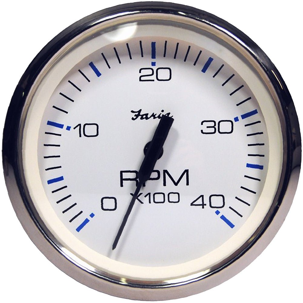 Faria Chesapeake White SS 4" Tachometer - 4000 RPM (Diesel) (Magnetic Pick-Up) [33818] - Houseboatparts.com