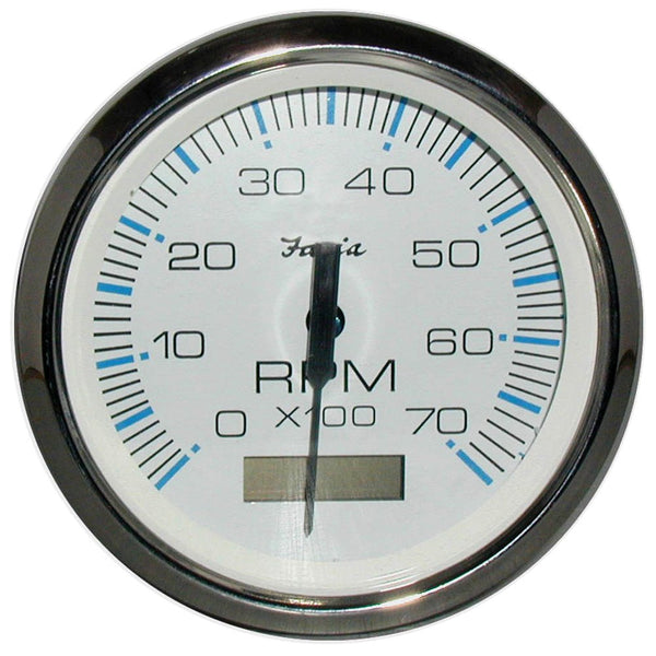 Faria Chesapeake White SS 4" Tachometer w/Hourmeter - 7000 RPM (Gas) (Outboard) [33840] - Houseboatparts.com