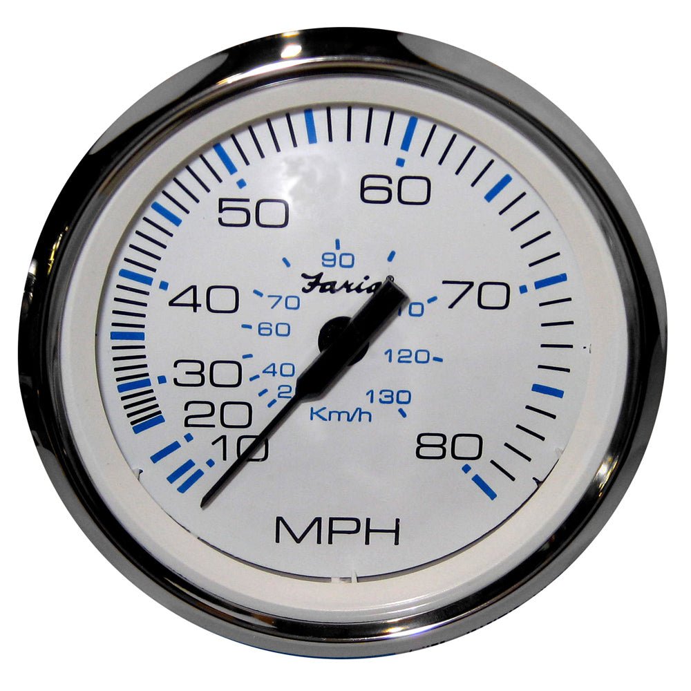 Faria Chesapeake White SS 4" Speedometer - 80MPH (Pitot) [33819] - Houseboatparts.com