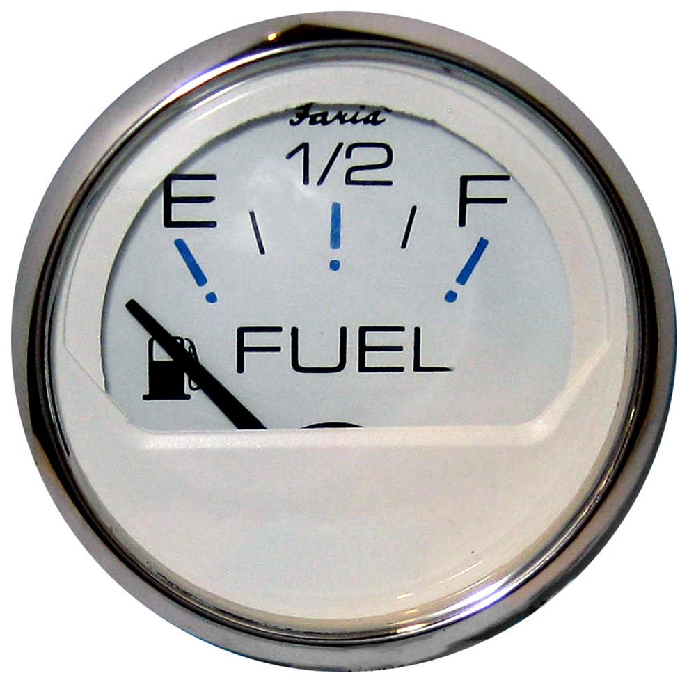 Faria Chesapeake White SS 2" Fuel Level Gauge (E-1/2-F) [13801] - Houseboatparts.com