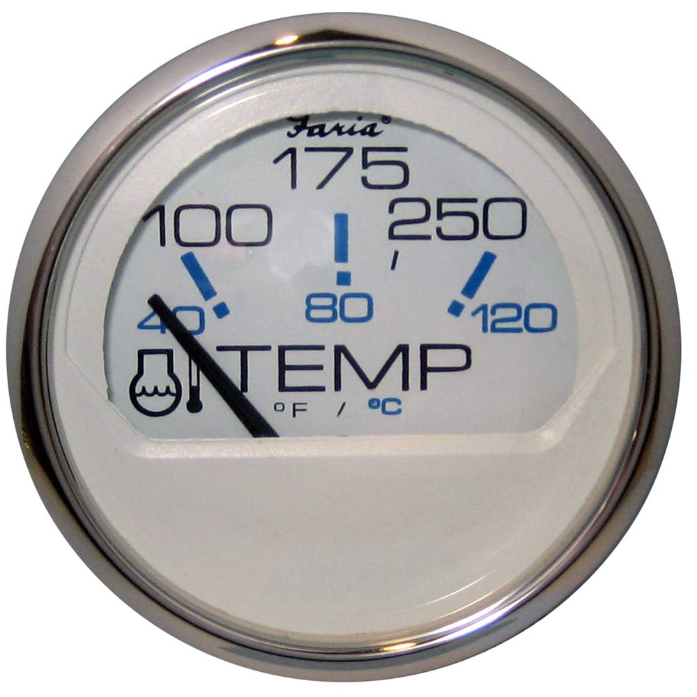 Faria Chesapeake White SS 2" Water Temperature Gauge (100-250 DegreeF) [13804] - Houseboatparts.com