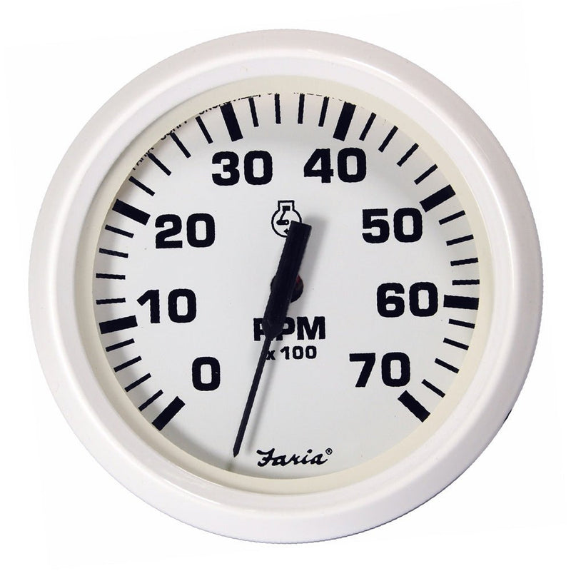 Faria Dress White 4" Tachometer - 7000 RPM (Gas) (All Outboards) [33104] - Houseboatparts.com