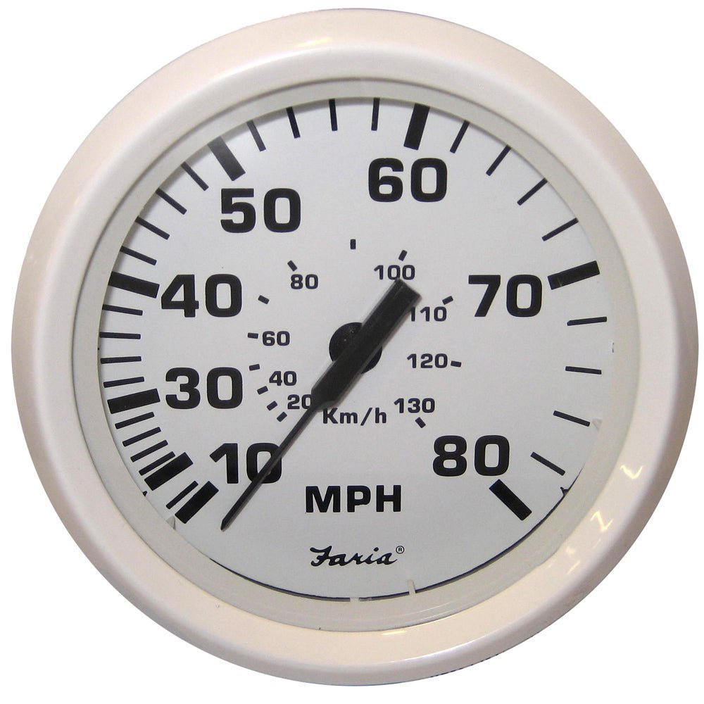 Faria Dress White 4" Speedometer - 80MPH (Pitot) [33113] - Houseboatparts.com